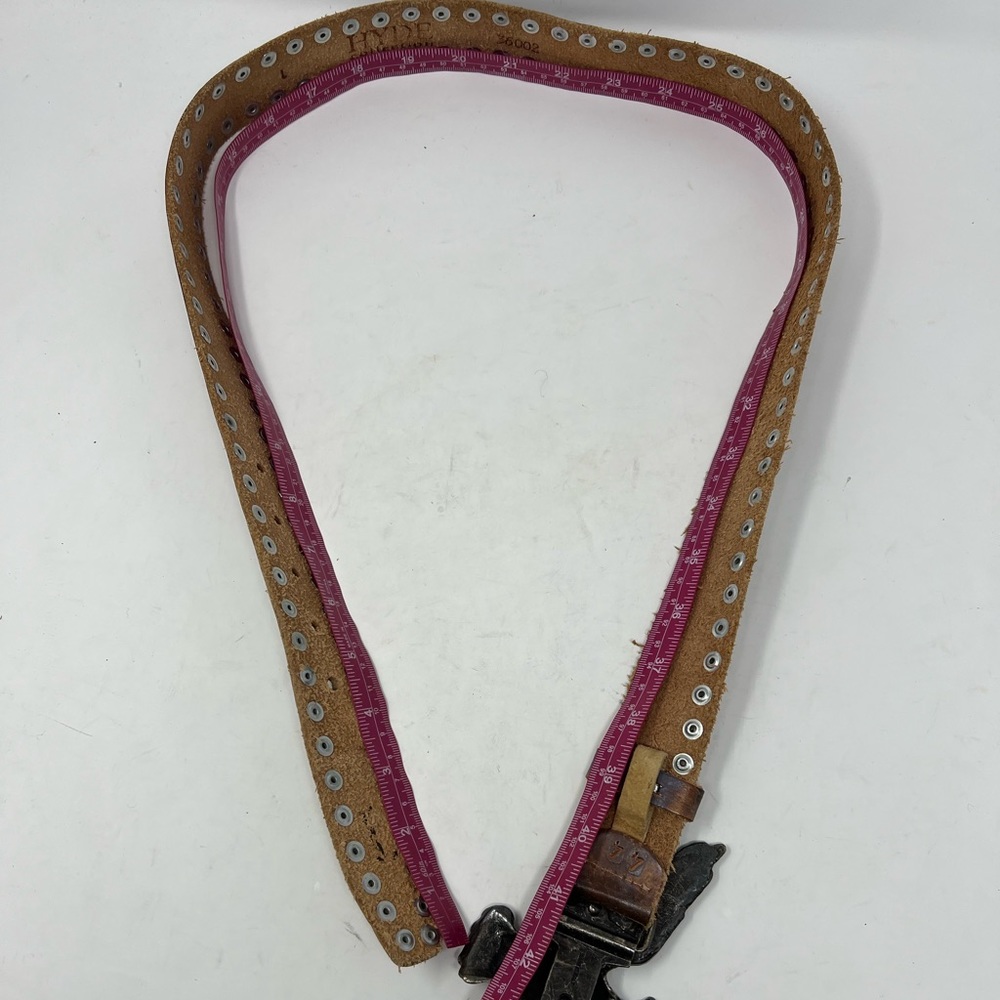 Hyde Collection Studded Eagle Tooled Leather Belt - image 7